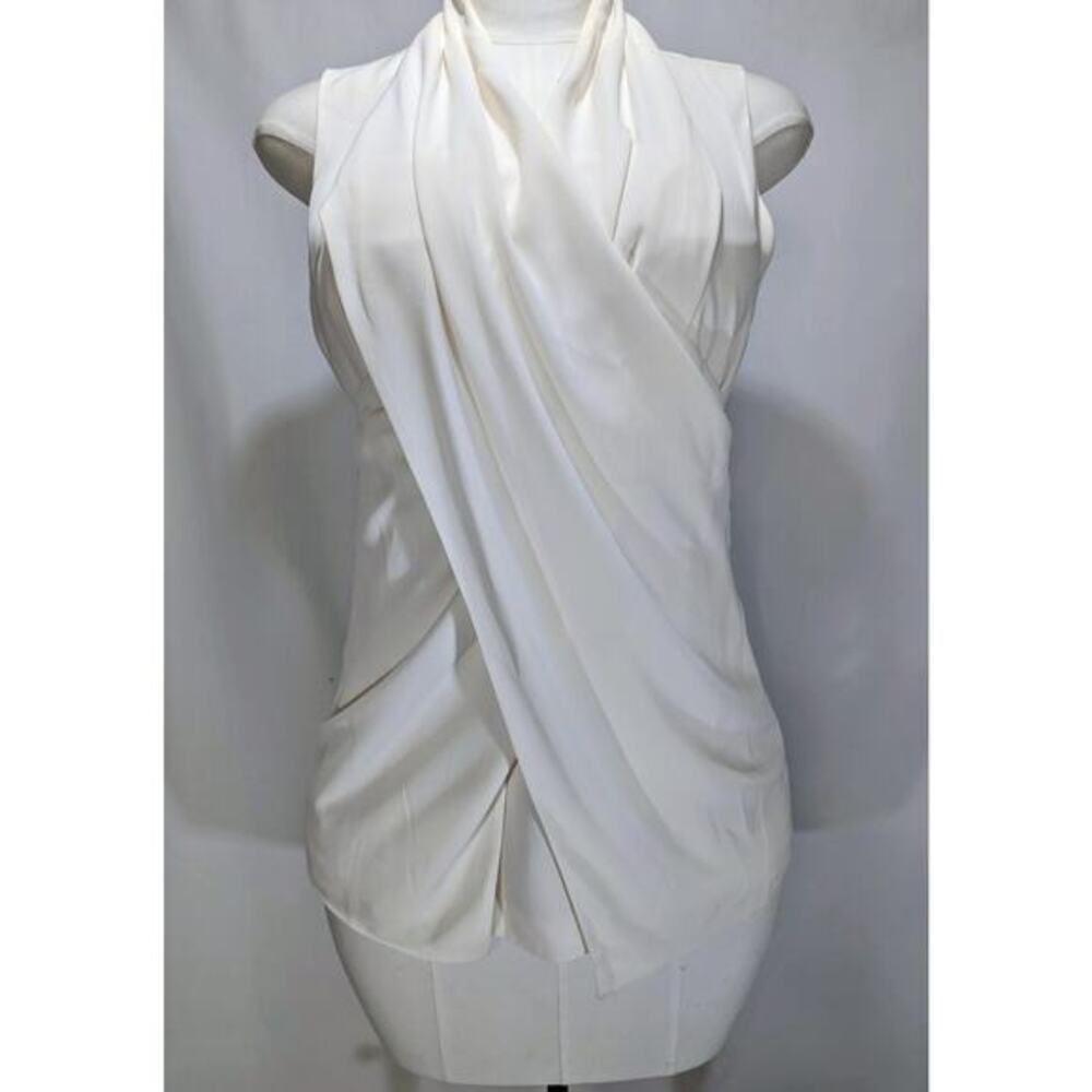 Cabi Drape Front Sleeveless‎ Blouse Cream Size 8
